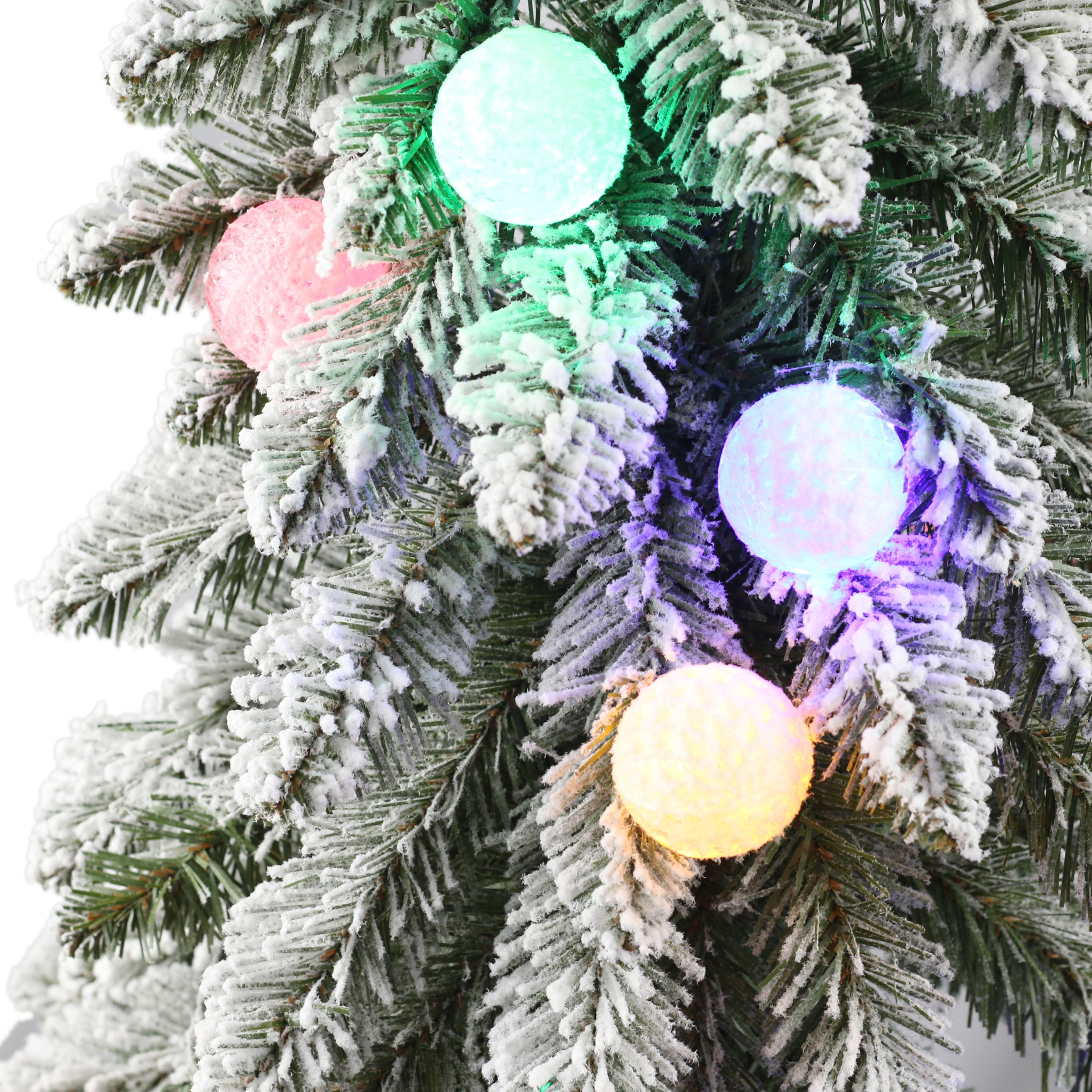 4ft Pre-Lit Potted Flocked Alpine Christmas Tree